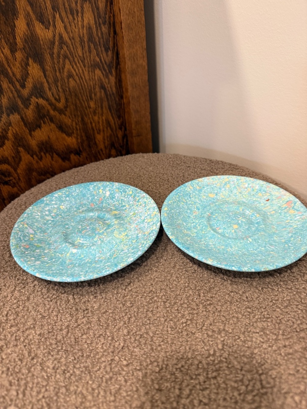 Melamine 100% Aqua Marbled Dessert Plates, Set of 2 by Northern Boston vintage